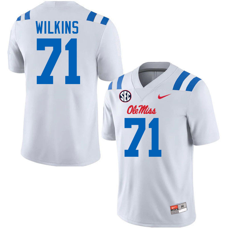 Ole Miss Rebels #71 PJ Wilkins College Football Jerseys Stitched-White